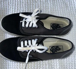 Vans Unisex Black And Gray Canvas Sneakers thumbnail 1