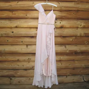NWT Mac Duggal POLKA DOT ASYMMETRICAL RUFFLE GOWN Pink Size 0 thumbnail 6