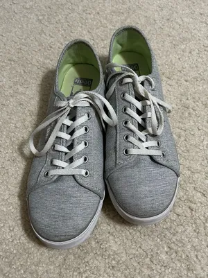 Vans Gray Lace-Up Sneakers with Lime Green Insole thumbnail 1