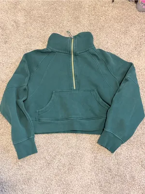 Lululemon Oversized Funnel-Neck Half Zip Scuba Storm Teal w/Gold Zipper size M/L thumbnail 5