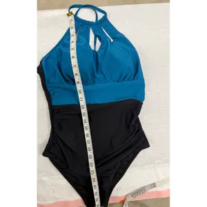 Cupshe Teal Black Colorblock Halter‎ Keyhole One Piece Swimsuit NWT Size M thumbnail 2