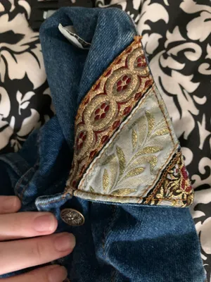 Denim Embroidered Jean Vest Blue Size L thumbnail 5