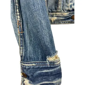 Abercrombie & Fitch Denim Highly Distressed Grunge Y2K Look Jacket Sz S thumbnail 7