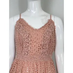 Japna Women’s Pink Floral Crochet Crop Top Boho Sleeveless Sweetheart Neck L thumbnail 3