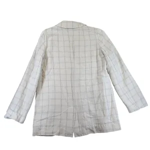 Madewell Dorset Blazer Linen Blend Windowpane Plaid Beige‎ AI160 Womens Small thumbnail 2