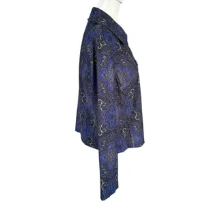 Briggs New York women's blazer jacket blue and black collared button down small thumbnail 3