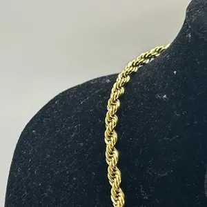 4mm Rope Chain Real Gold Mens 20 Inch Plated Everyday Sleek Solid Durable thumbnail 3