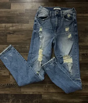 Willow + Root Buckle Jeans Distressed High-Rise Mom Fit Size 25 thumbnail 1