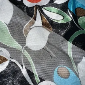 Vintage Space Age Scarf Black Floral Flower Print 20" Square Polyester Womens thumbnail 5