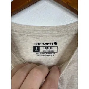 Carhartt Womens Loose Fit Long Sleeve Pocket T-Shirt Oatmeal TK6121-W Small thumbnail 3
