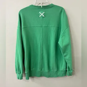Aerie Distressed Patchwork Ski Resort New York Crewneck Sweatshirt Green Sz S thumbnail 7