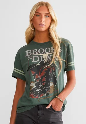 Brooks & Dunn graphic tee forest green country music cowboy boots hat western thumbnail 1