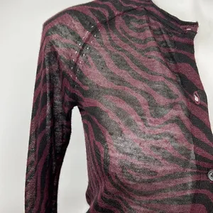 Ann Taylor Loft maroon black XS animal print cardigan thumbnail 4