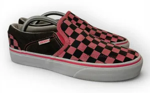 Vans Womens size 6.5 Vans Slip-On Checkerboard Skate Shoe Pink Black Grunge thumbnail 1