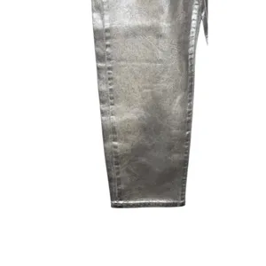 Lucky Brand Women's Jeans 90s Loose High‎ Rise Metallic Crop Shiny Silver 4/27 thumbnail 3
