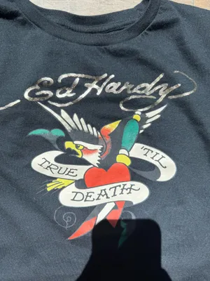 Ed Hardy Y2K Graphic Cropped Baby Tee thumbnail 3