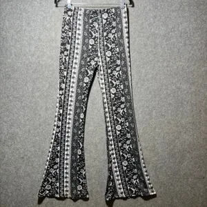 Maternity Vibes Floral Flare Leggings Black White Boho Bell Bottom Size S thumbnail 7