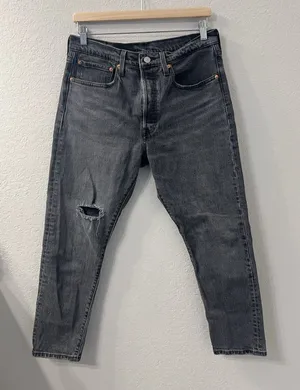 Levi's‎ 501 Black Distressed Button Fly High rise Jeans Womens Size W30 L28 thumbnail 1
