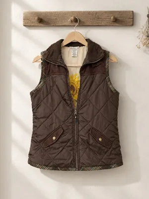 CAbi Chocolate Brown Quilted Sleeveless Vest thumbnail 4