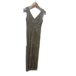 Adrianna Papell Embellished Beaded Evening Blue Dress Gown Prom Sz 4 thumbnail 9