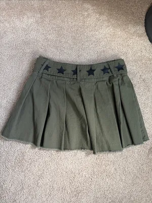 Hot Topic Social Collision Olive Green Grommet Pleated Low Rise Mini Skirt thumbnail 6