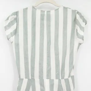 Reformation Womens Bayu‎ Linen Dress Size 2 Baltic Striped Button Front Pockets thumbnail 9