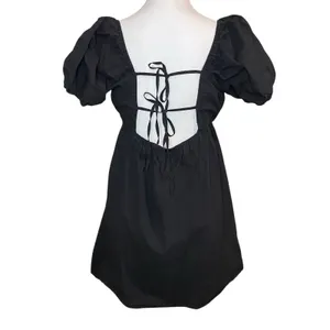 Le Lis Boutique Black Puff Sleeve Milk Maid Babydoll Mini Dress Size‎ Large Boho thumbnail 2