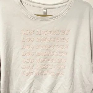 Fabletics XXL White Los‎ Angeles Crewneck Slub Sweatshirt California thumbnail 2