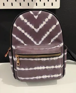 Grey Women’s Mini Backpack Mini Bag Wavy Stripes Black EUC Purple thumbnail 1