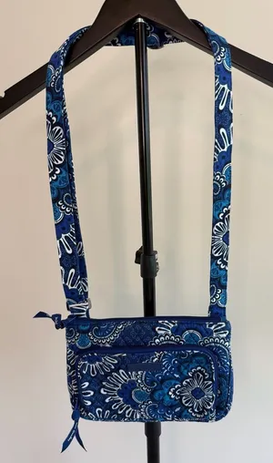 Vera Bradley Mini Hipster‎ Quilted Crossbody Bag in Blue Floral Pattern thumbnail 1