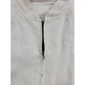 Richard Malcolm Womens Bomber Jacket Size S Cream Linen Zip Up Utility Cargo thumbnail 4