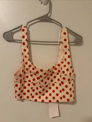 Zara NEW Red Polka Dot Crop Top Size S thumbnail 2