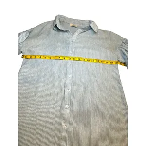 Blue and White Striped Palms Away Shirt Dress - Size M thumbnail 9