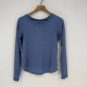 Lululemon Blue‎ Heathered Long Sleeve Top Open Back Athletic Yoga Size 4 thumbnail 2