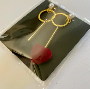 Handenade Dangle Earrings Black&red Heart Gift  thumbnail 4