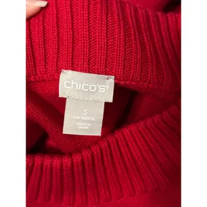 Chicos Red Tunic Sweater Side Slit Winter Holiday Office Minimalist Preppy thumbnail 5