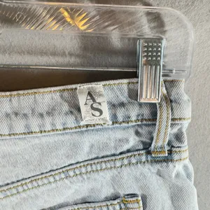 596 | Altar'd State Denim Wrap‎ Denim Skort Light Wash Button Front Women Medium thumbnail 5