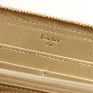 Cartier Happy Birthday Round Zip Long Wallet in gold-colored patent leather thumbnail 4
