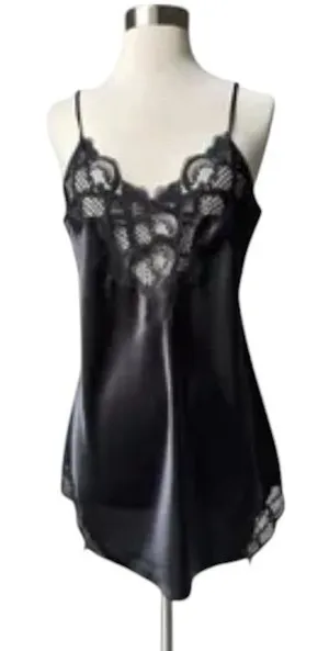 Vintage Victoria's Secret Gold label satin slip chemise lace mini nightgown thumbnail 1