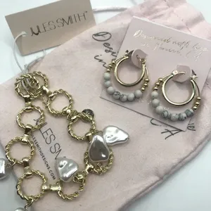 Jules Smith Doubled Layered Hoop Earrings |Irregular Bracelet NWT Small Dust Bag thumbnail 1