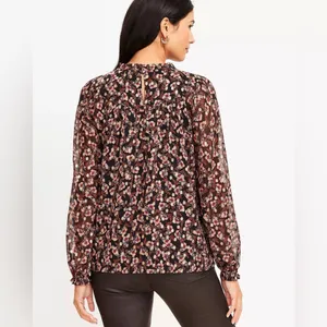New LOFT‎ XL Multicolor Floral Blouse Top Whimsigoth Dark Academia Modern Boho thumbnail 2