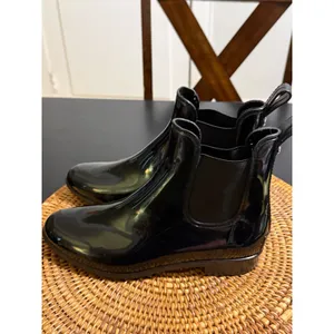 Marc Fisher Womens Black Glossy‎ Chelsea Rain Boots Size 10 Rubber Ankle Booties thumbnail 7