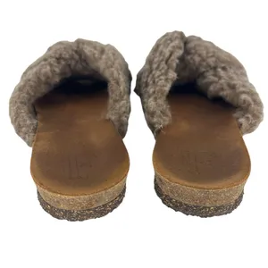 Flattered‎ Lou Teddy Knotted Genuine Shearling Slide Sandals in Taupe thumbnail 9