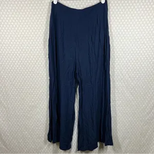 Anthropologie Maeve Dark Blue Rayon High Rise Wide‎ Leg Pants thumbnail 6