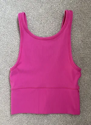 Lululemon Power Pivot Ribbed Crop Tank Top Sonic Pink Athletic Size XS/S thumbnail 1
