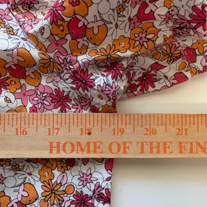 ModCloth Midi Dress Womens S Pink Orange Floral Tiered Cotton Puff Sleeve Pocket thumbnail 10