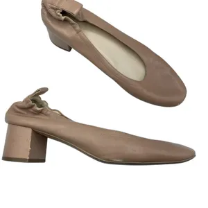 Everlane Nude Leather Round Toe Low Block Heel Womens 10 Chunky Heels Stretch thumbnail 2