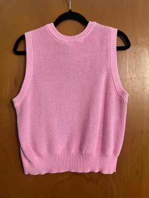 Hello Kitty Knit Sanrio Pink Checkered Sweater Vest thumbnail 2