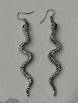 Rhinestone Crystal Bling Snake Earrings thumbnail 2