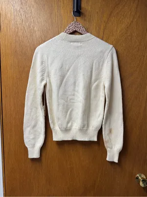 Lingua Franca Whoopsie Daisy Knit Pullover Crewneck Sweater Beige Small READ thumbnail 15